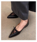 Women's Bow-Knot French Cutout Commuter Flat Shoes - Elegant Slip-On Ballet Flats