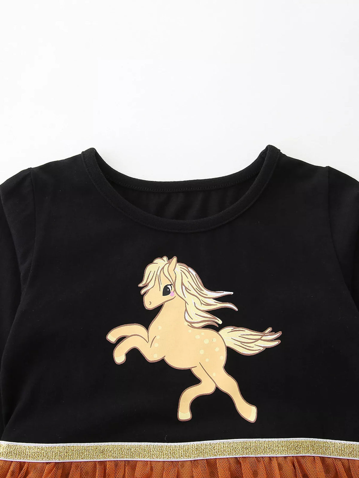 Storybook Horse Long-Sleeve Tulle Dress