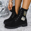 Women's Lace-Up Chunky Heel Ankle Boots | Round Toe Platform Winter Boots