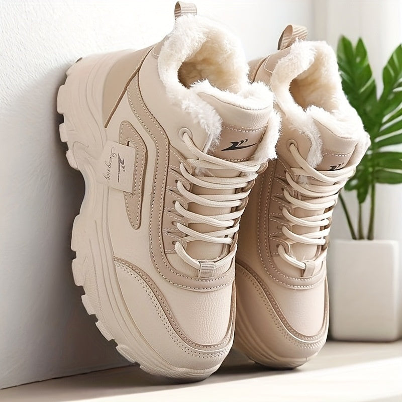 Women's Fleece-Lined High-Top Sneakers | Warm Winter Casual Shoes