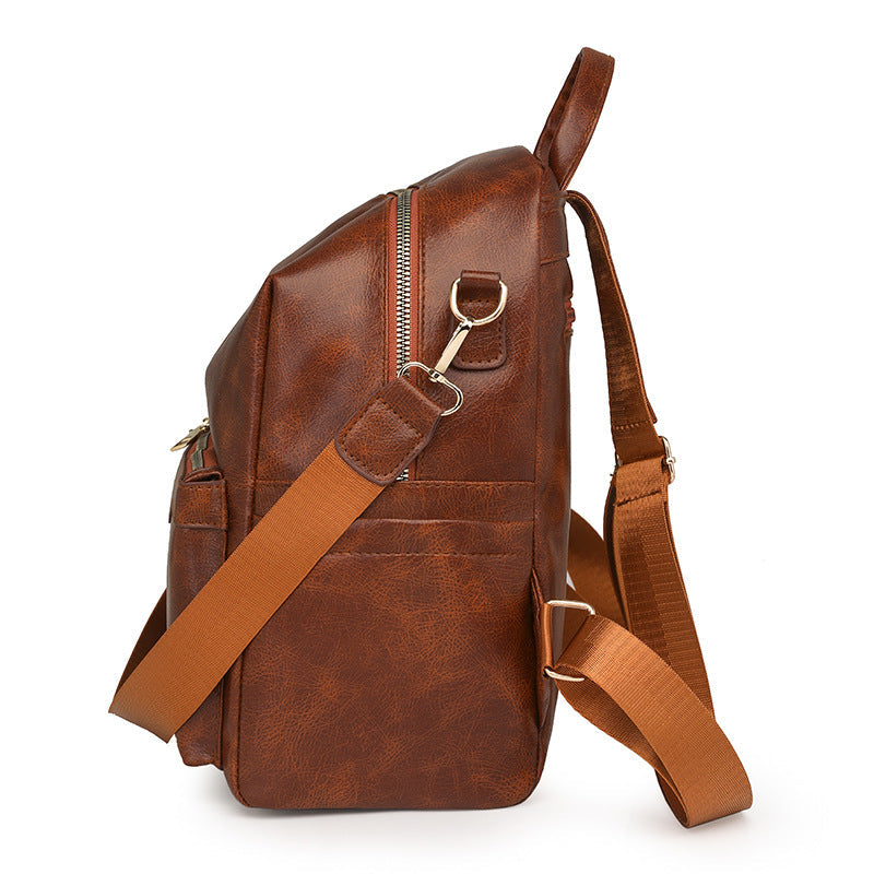 Women's Large Capacity Backpack - Waterproof PU Leather Commuter Backpack with Multiple Pockets