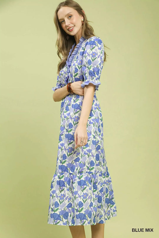 Another view: Umgee Floral Ruffle Trim Tiered Midi Dress