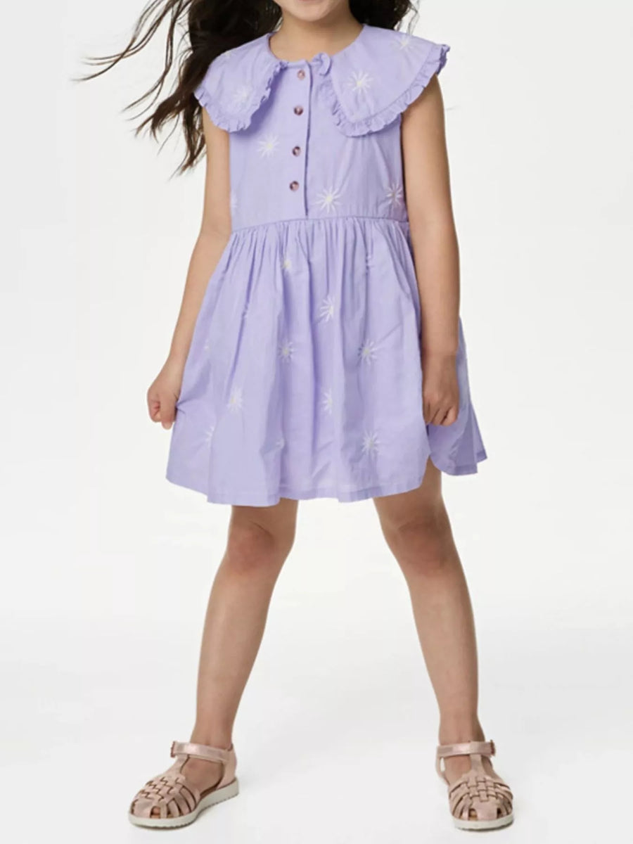 Storybook Daisy Peter Pan Collar Sleeveless Dress