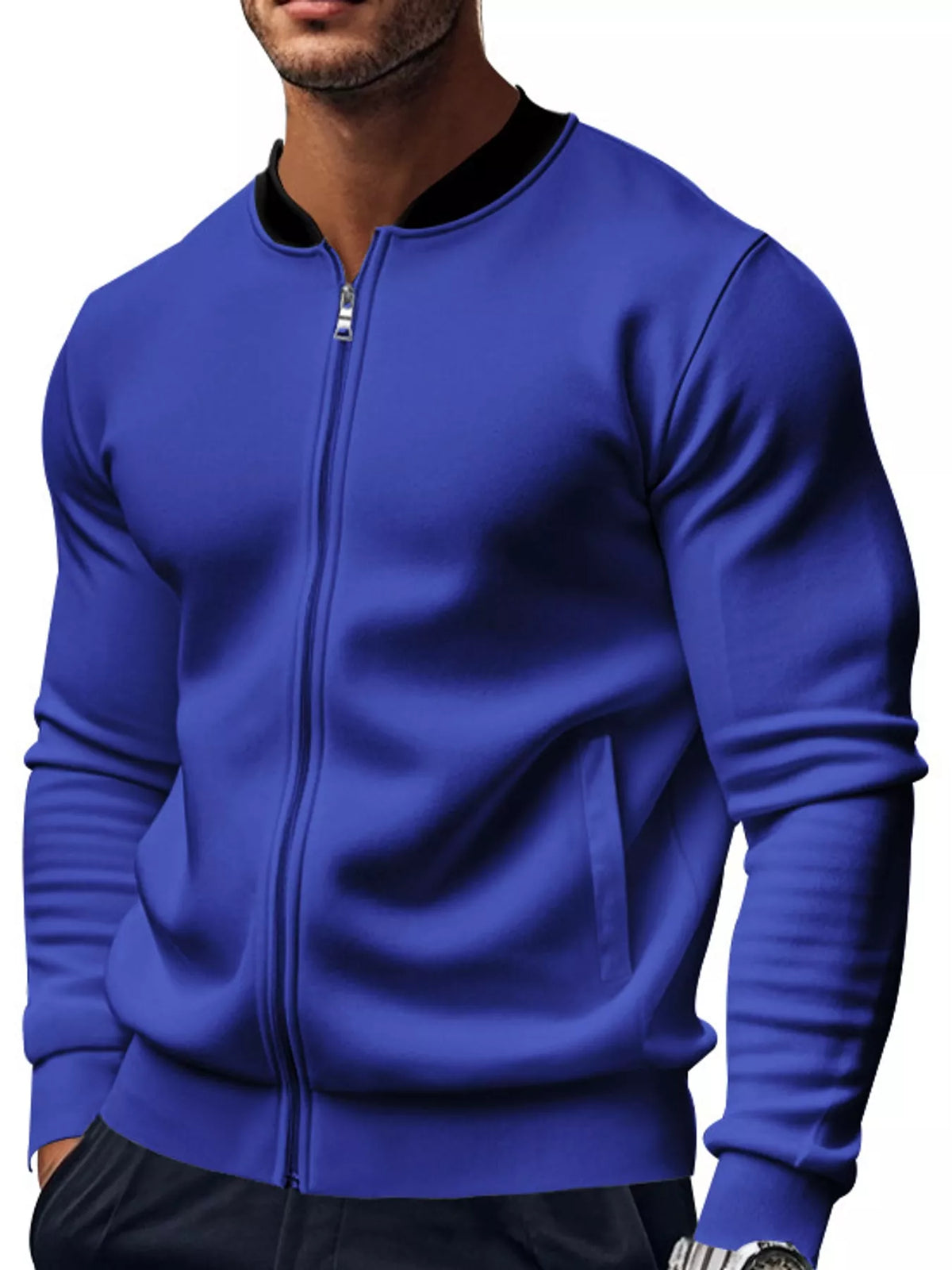 Men's Classic-Fit Zip-Up Bomber Jacket with Pockets — photo 5