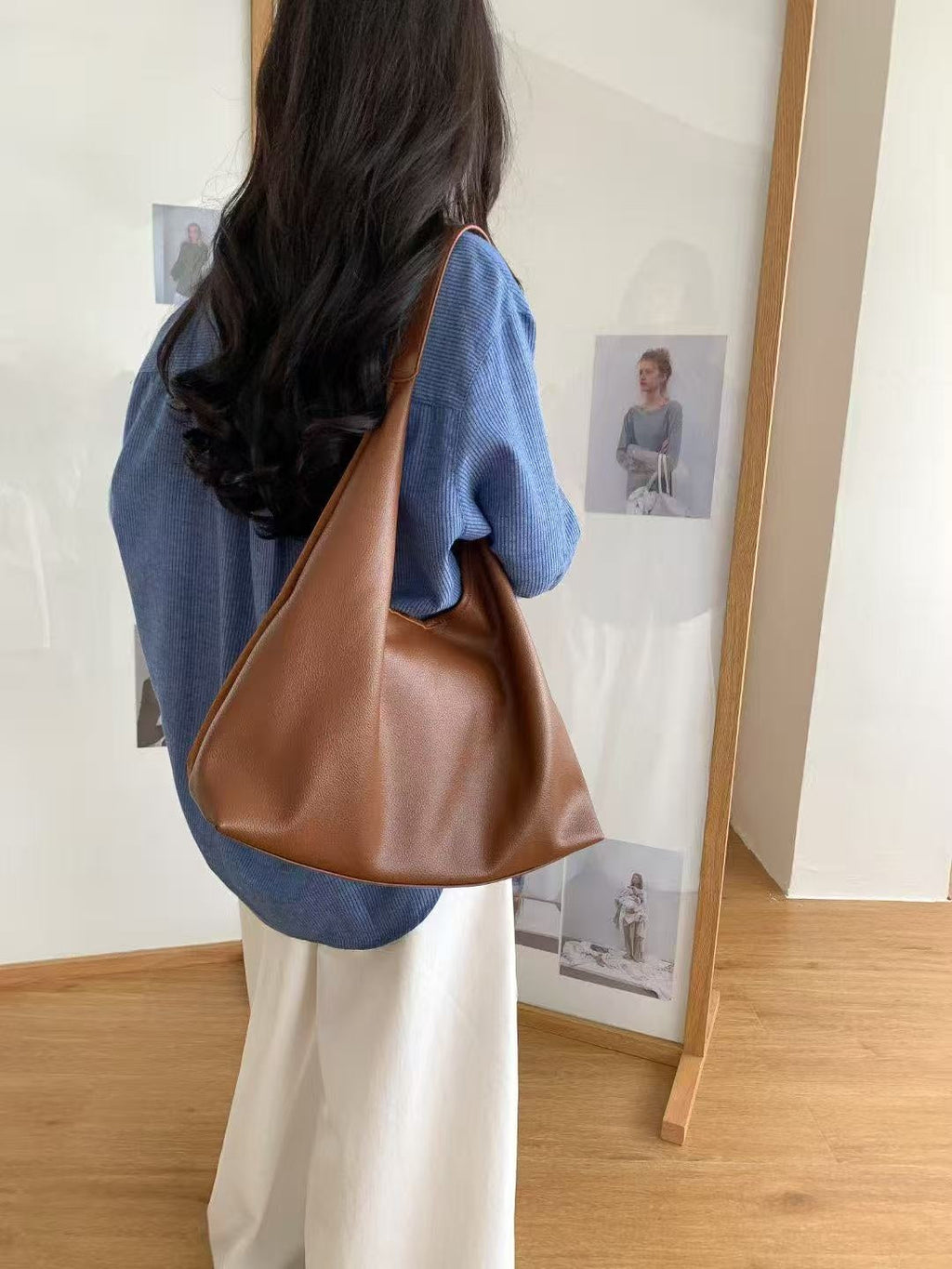 Women's Retro Large Capacity Shoulder Bag - PU Leather Crossbody Handbag with Adjustable Strap