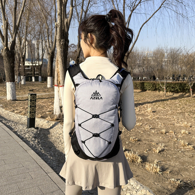Outdoor Hiking Backpack with Trekking Pole Bag – Nylon, Air-Cushion Straps | Black & White