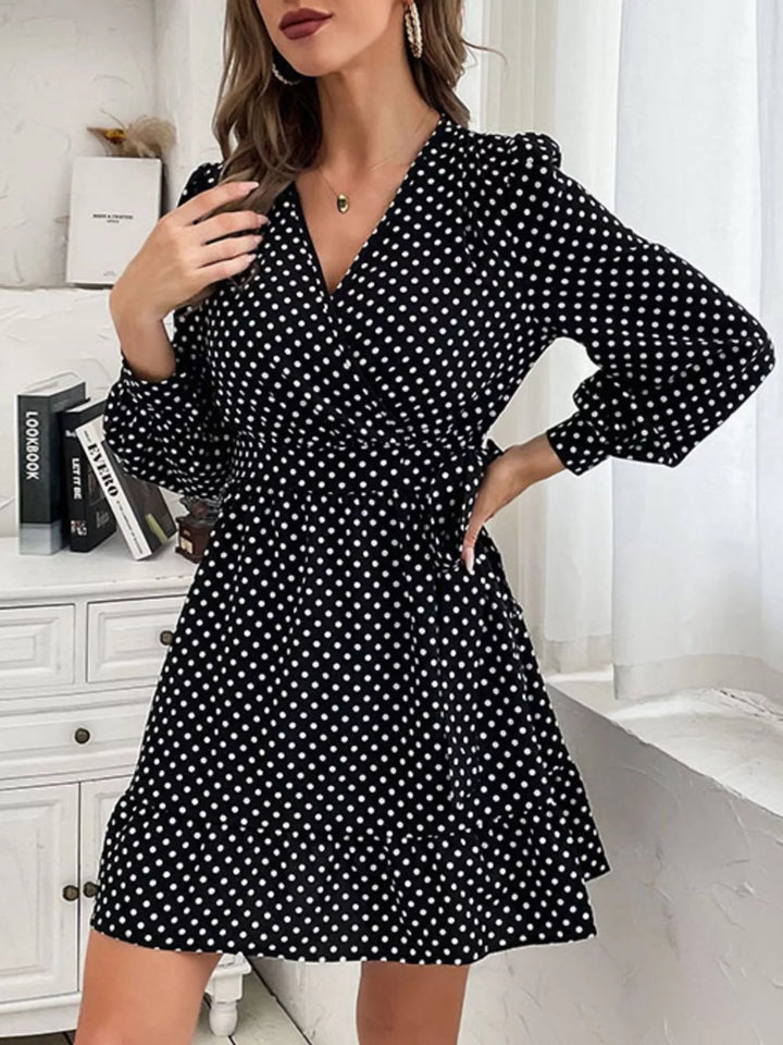 Aurelia Polka Dot Wrap Mini Dress — product view 1