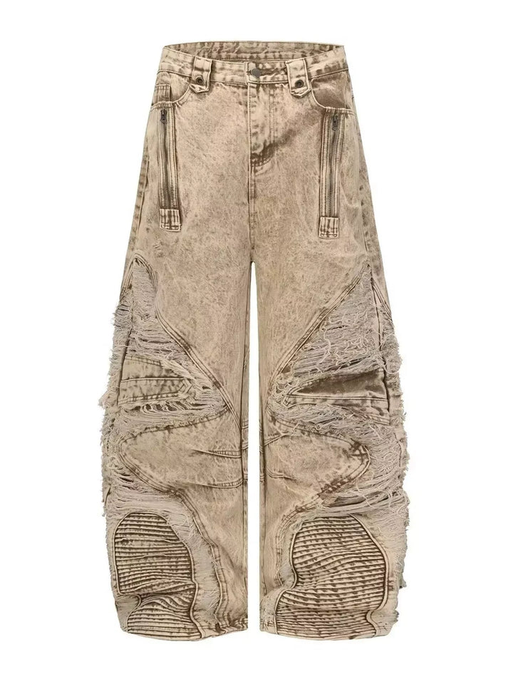 Men's Full Size Distressed Wash Wide-Leg Jeans Plus