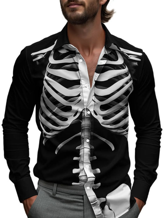 Another view: Men's Plus Size Halloween Print Button-Down Shirt