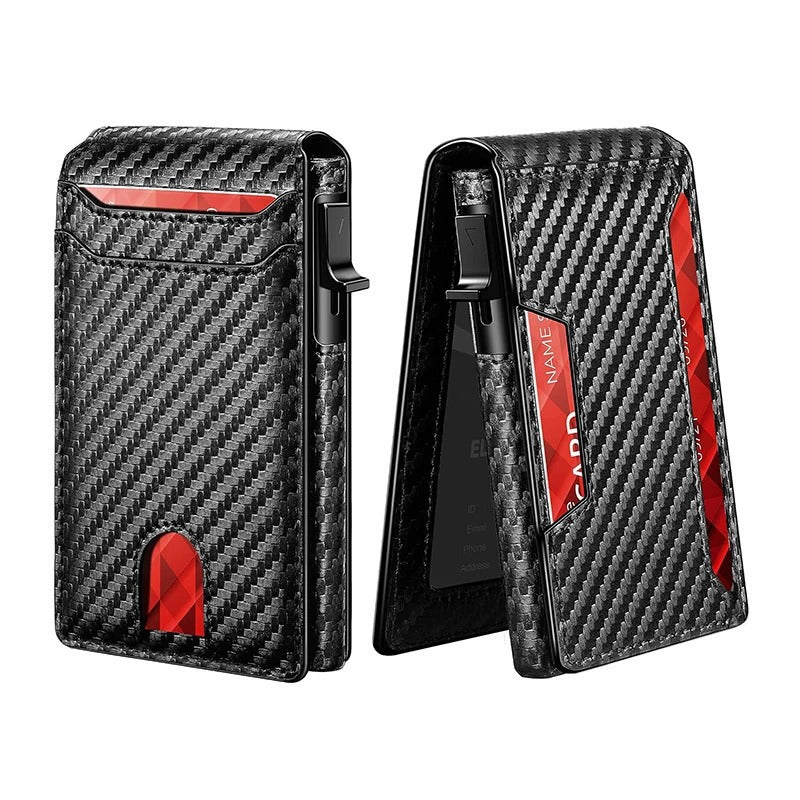 Men's Genuine Leather Card Holder with Metal Details - Slim Wallet