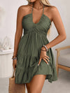 Smocked halter-neck tiered dress — alternate product view 6