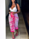 Abstract-print twist-front split midi skirt