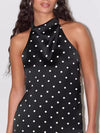 Women's polka-dot draped halter top
