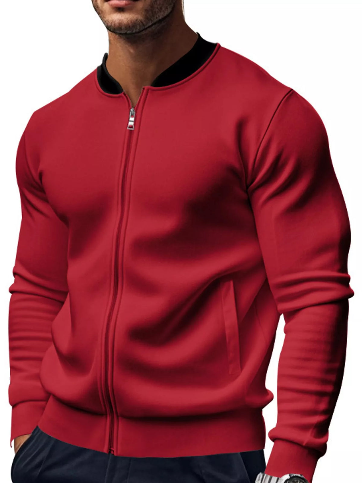 Men's Classic-Fit Zip-Up Bomber Jacket with Pockets — photo 34