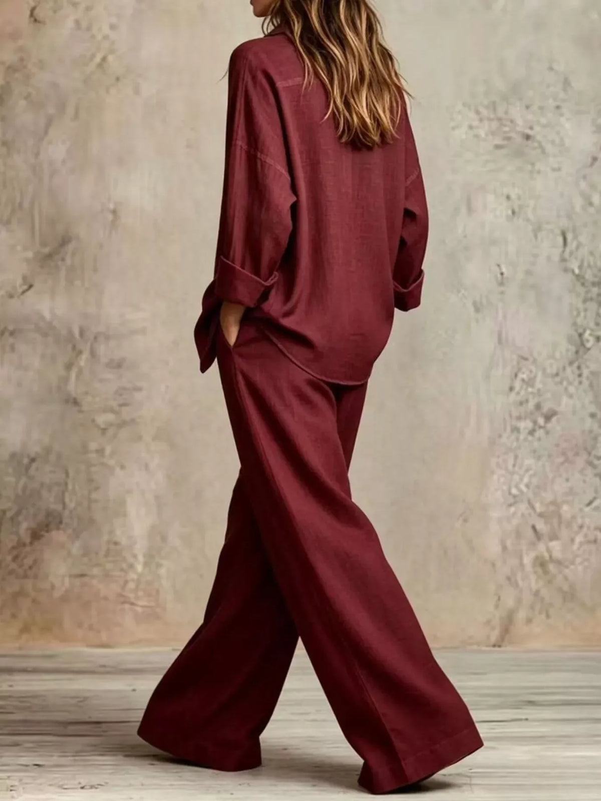 Women's Button-Down Shirt & Wide-Leg Pants Set — photo 12