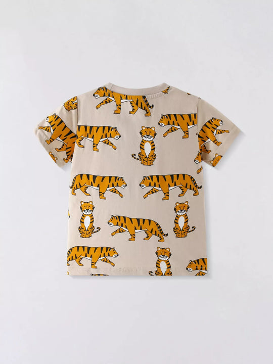 Another view: Little Orbit Tiger Print Crewneck Short-Sleeve T-Shirt