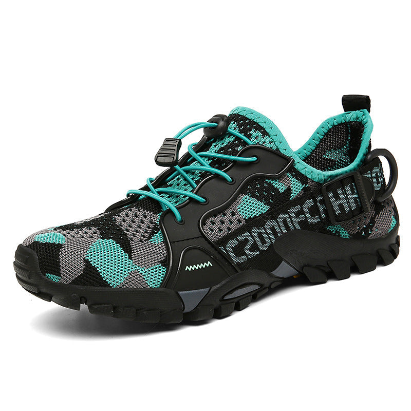 Men's Flyknit Hiking Shoes – Lightweight Non-Slip Outdoor Sneakers with Elastic Closure