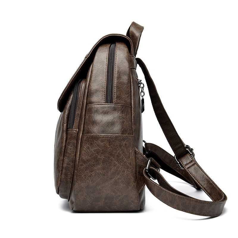 Women's Large Capacity Genuine Leather Travel Bag | Laptop Sleeve & Multi-Pocket