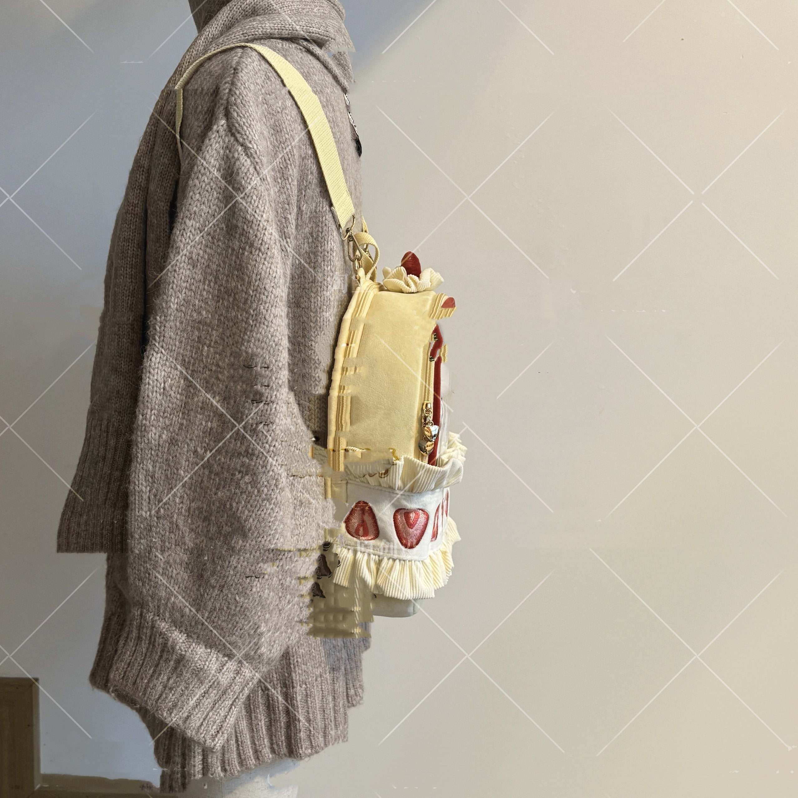 Strawberry Cream Cake Plush Backpack – Cute Kawaii Suede Bag for Women