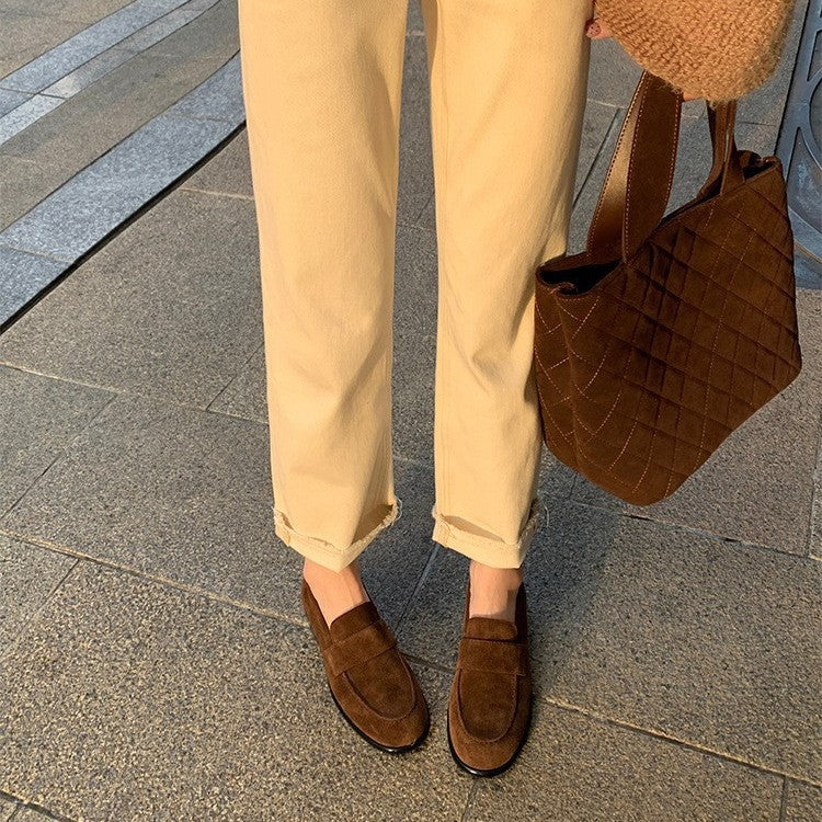 Women's British-Style Retro Loafers | Cowhide Leather Chunky Platform Flats