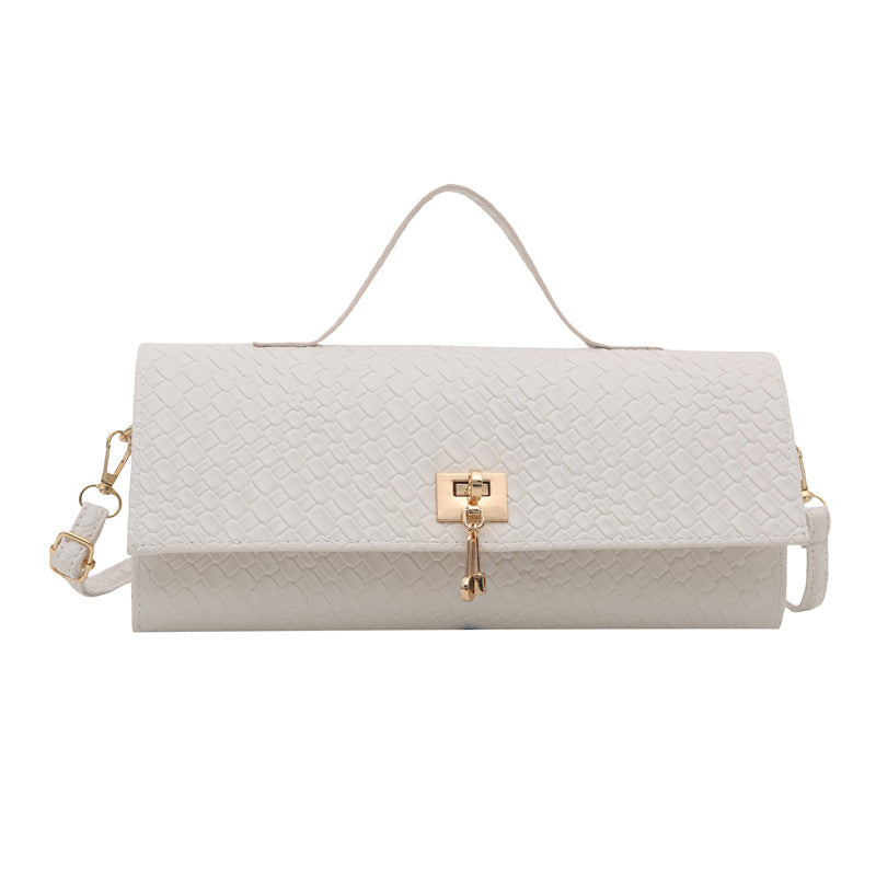 Women's Minimalist Crossbody Bag – Solid Color Woven Fabric Shoulder Bag