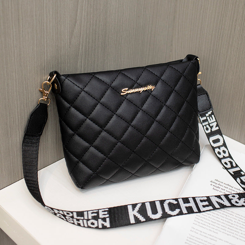 Women's Quilted Chain Crossbody Bag | Embroidered Chain Strap Shoulder Purse