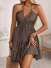 Smocked halter-neck tiered dress — alternate product view 3