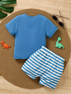 Meadow Days Dinosaur Print T-Shirt & Striped Shorts Set — product view 2
