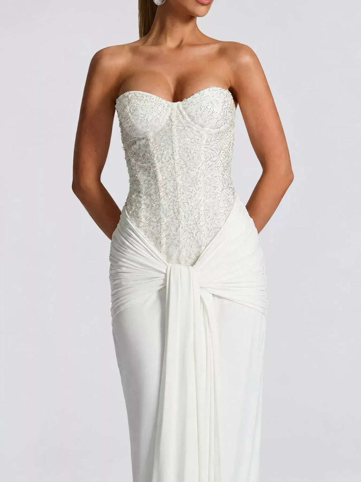 Women's Strapless Sequin Corset Maxi Dress — photo 4
