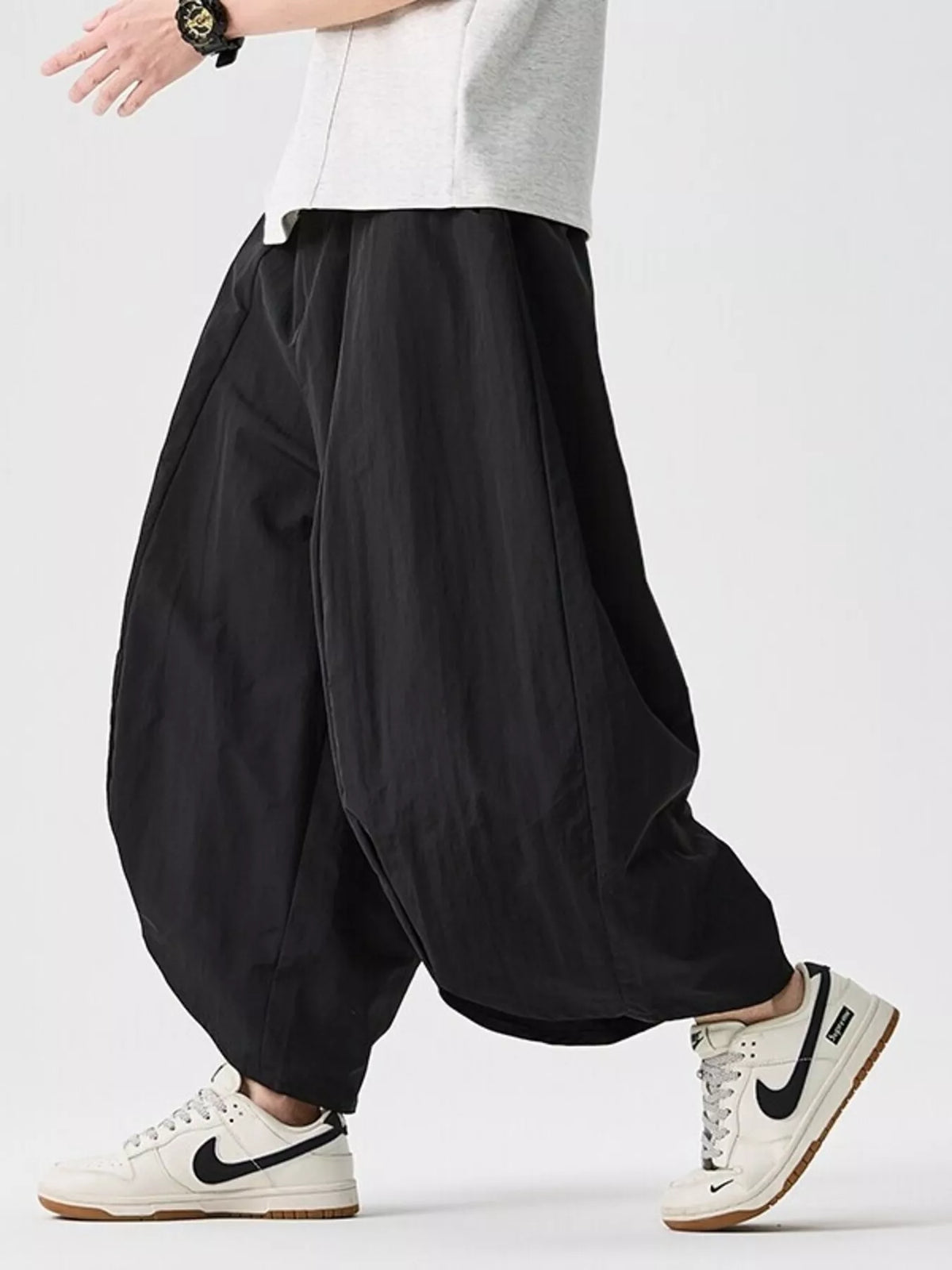 Men's Plus Size Cropped Wide-Leg Harem Pants
