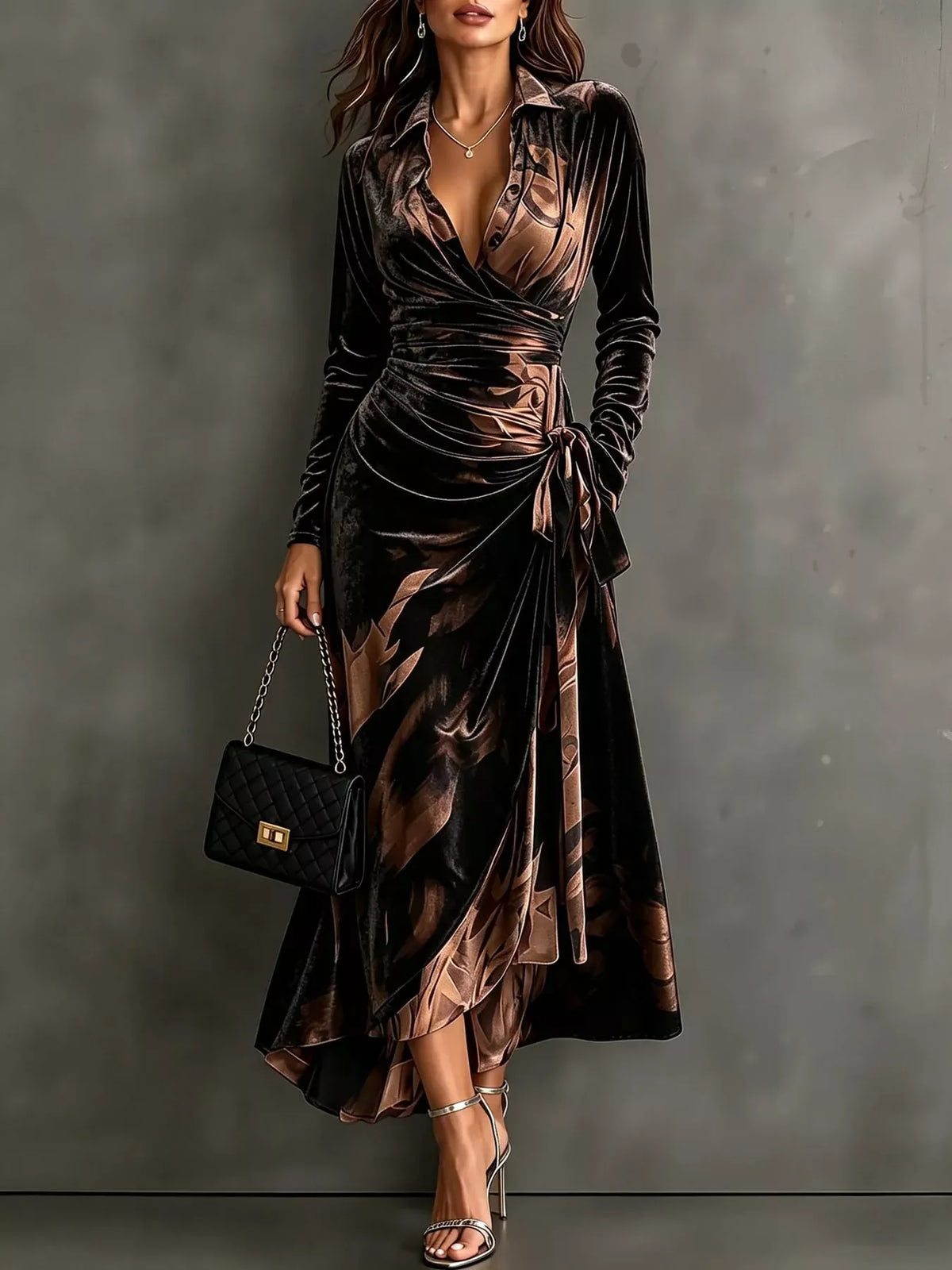 Women's High-Low Surplice Dress with Tie Waist — photo 35