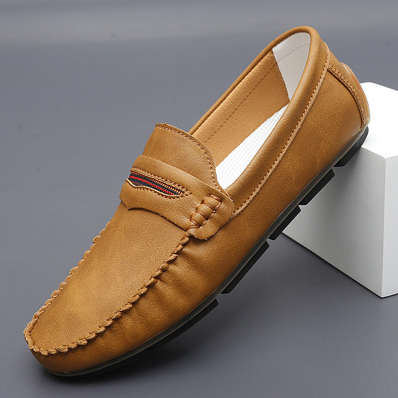 Men's Slip-On Casual Lightweight Shoes – Breathable PU Loafers | Black Khaki White Brown
