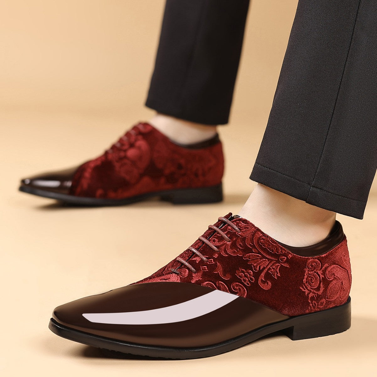 Men's Shiny Pointed-Toe Business Leather Shoes - Premium PU Leather Square Toe Dress Shoes