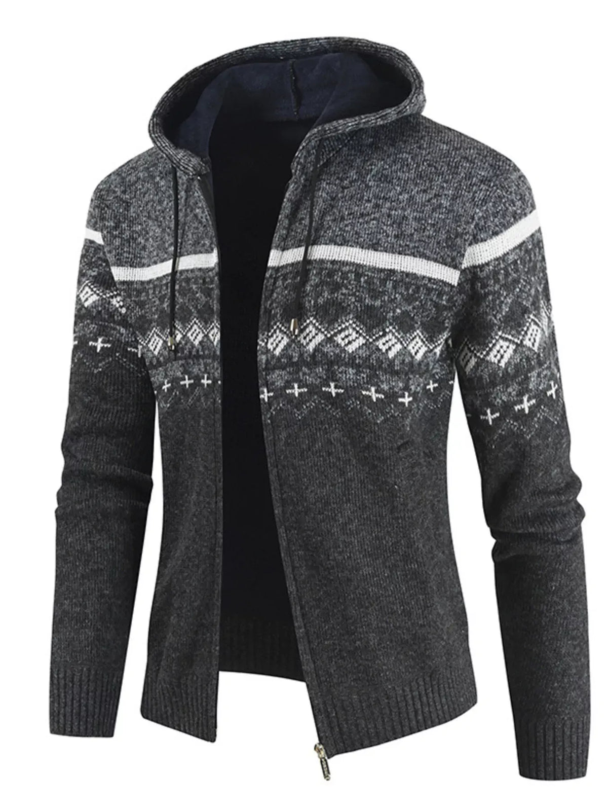 Men's Hooded Fair Isle Knit Cardigan — photo 3