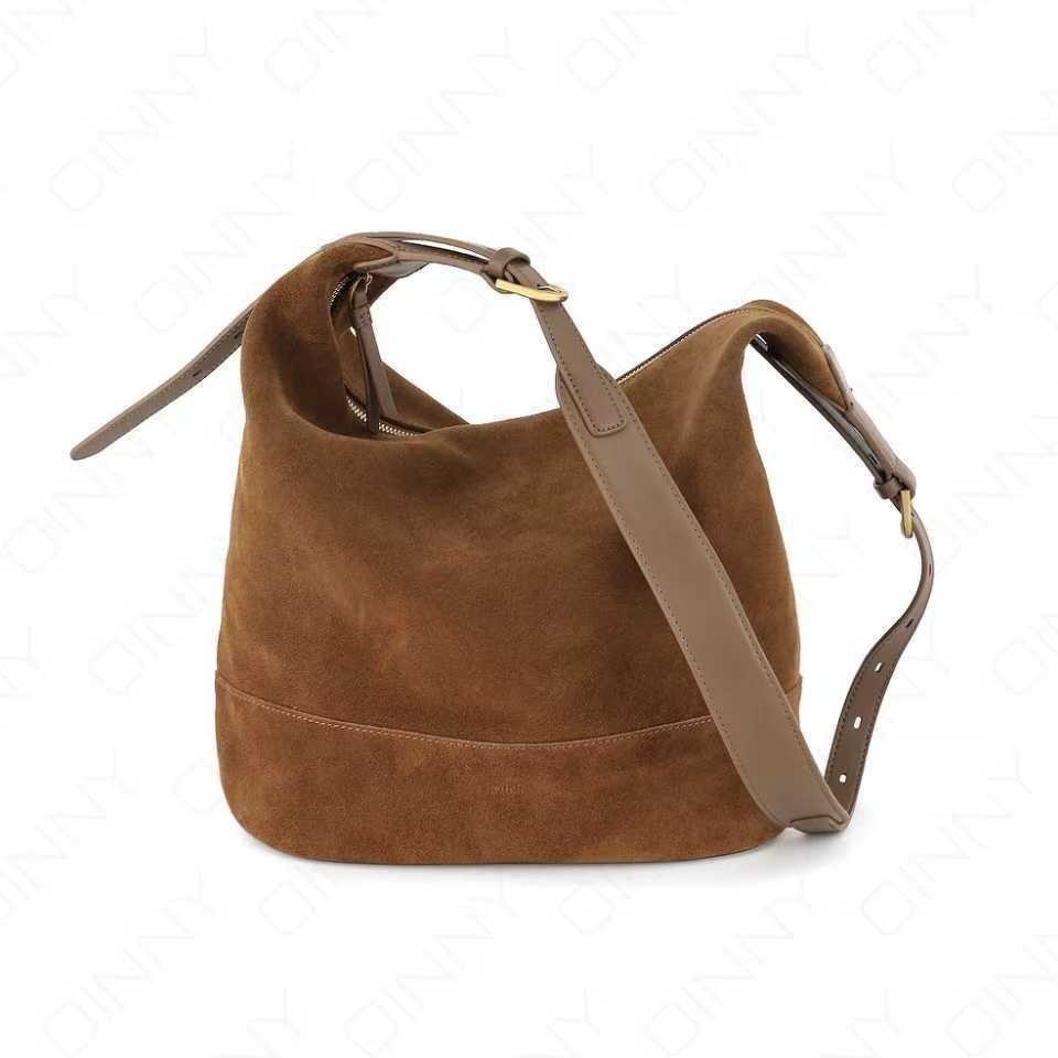 Retro Suede Bucket Bag – Women's Slouchy Shoulder & Crossbody Bag | PU Leather Commuter Handbag