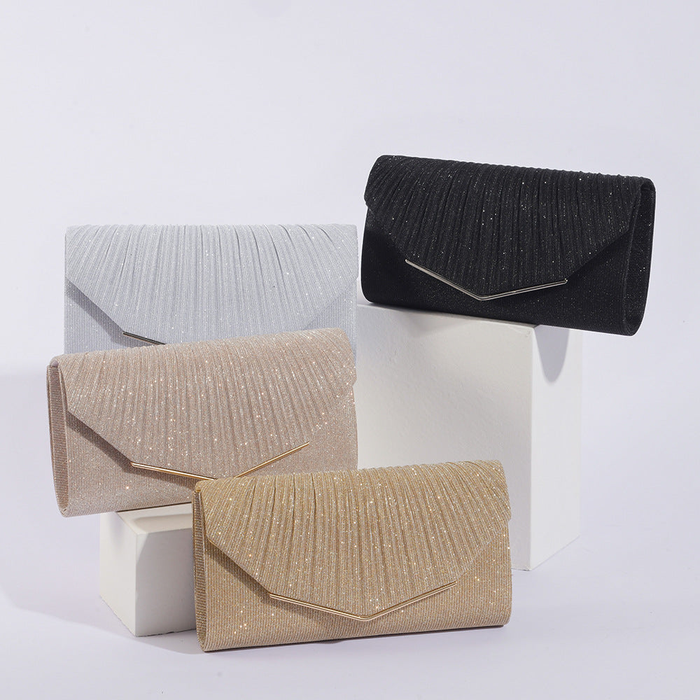 Vintage Evening Clutch Bag - Pleated Pillow Handbag for Women - Party Wedding Banquet Purse