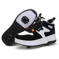 Kids Dual-Wheel Roller Skate Walking Shoes | Mesh-Panel Lace-Up Sneakers