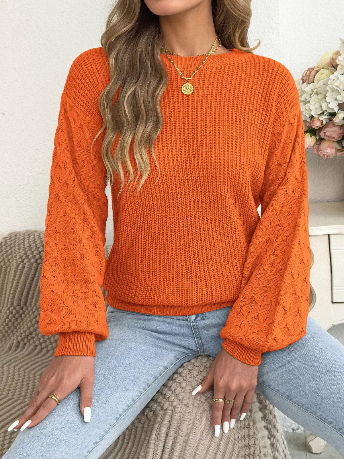 Women's Textured Ribbed Drop-Shoulder Sweater — photo 11