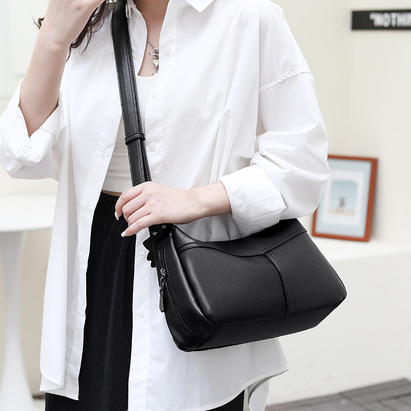 Women's Casual Soft Crossbody Bag - Large Capacity PU Leather Shoulder Bag