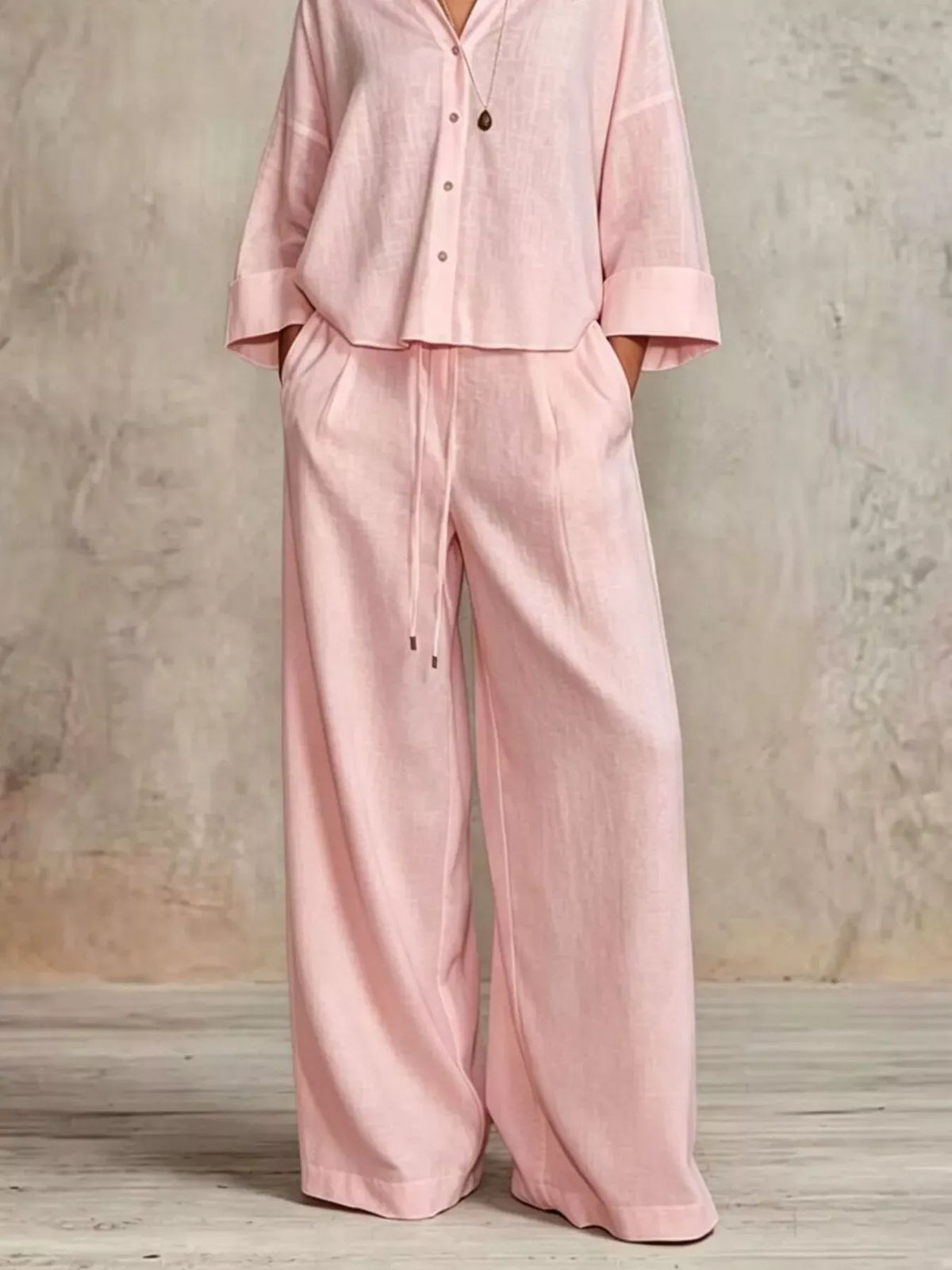 Women's Button-Down Shirt & Wide-Leg Pants Set — photo 18