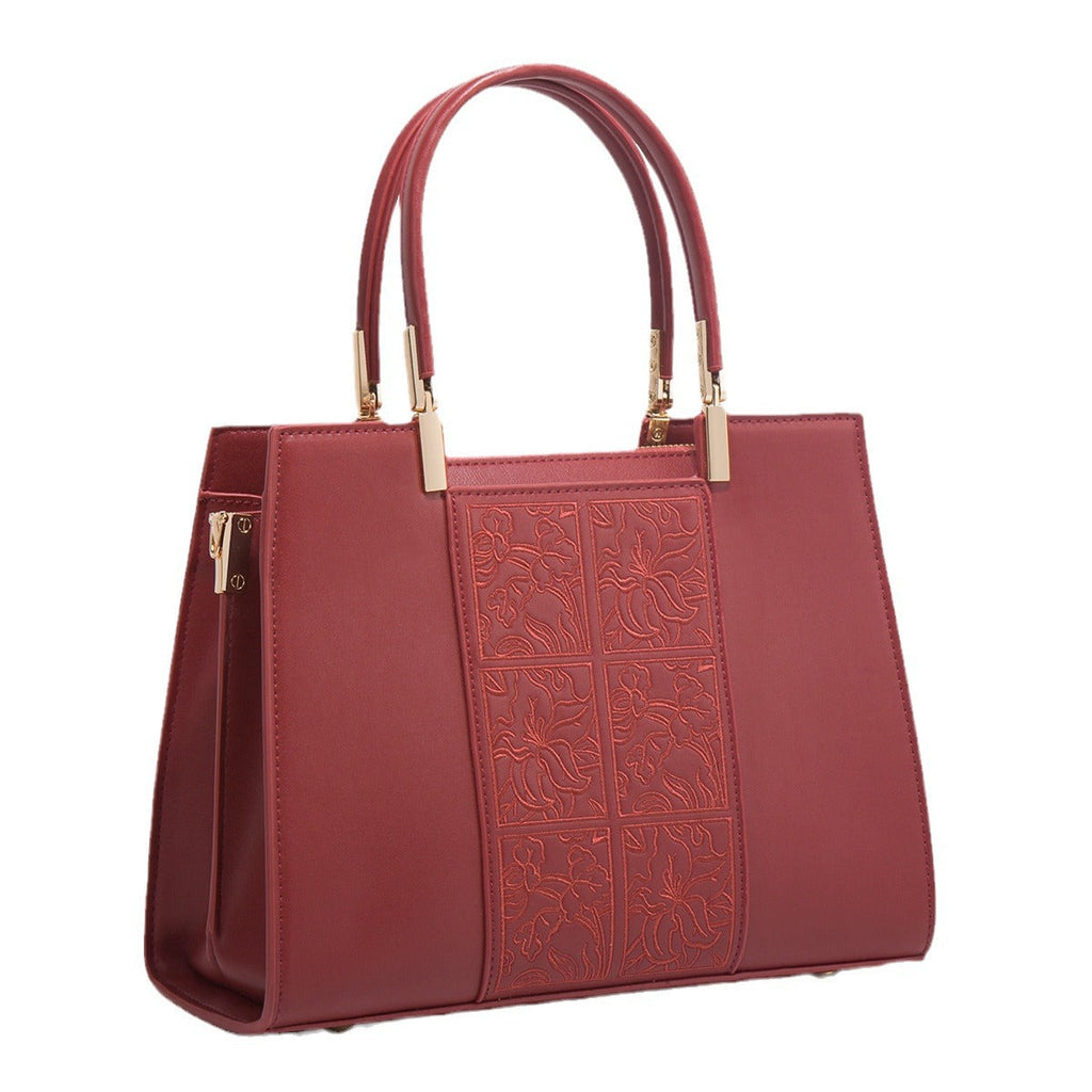 Embroidered Red Handbag – Traditional Chinese Art Style Women's Shoulder Bag