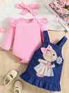 Little Orbit Ruffled Bodysuit and Overall Dress Set with Headband — product view 5