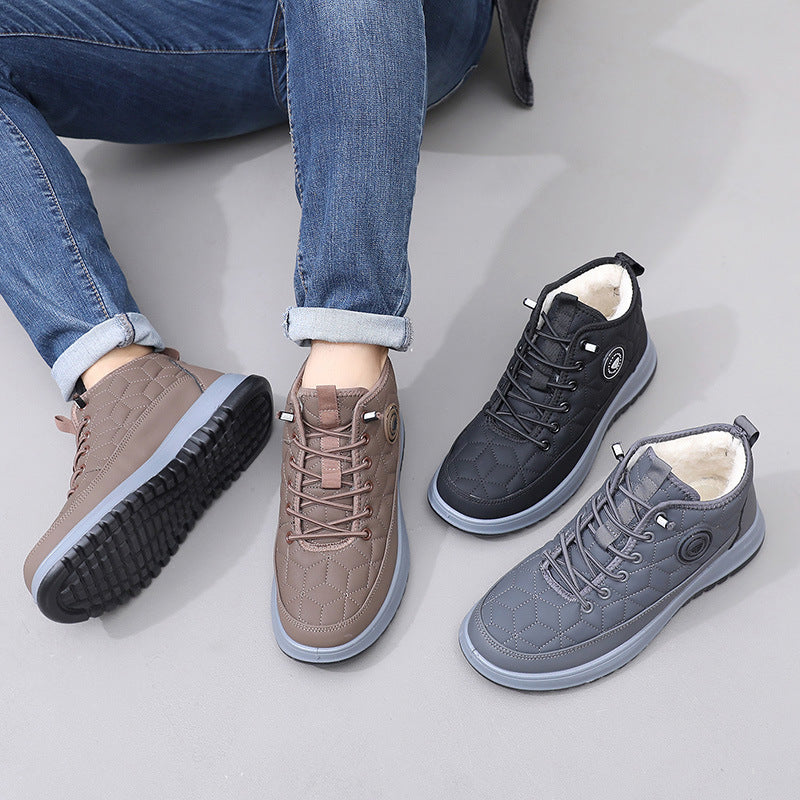 Men's Fleece-Lined Insulated Snow Boots – Lace-Up Casual Athletic Shoes
