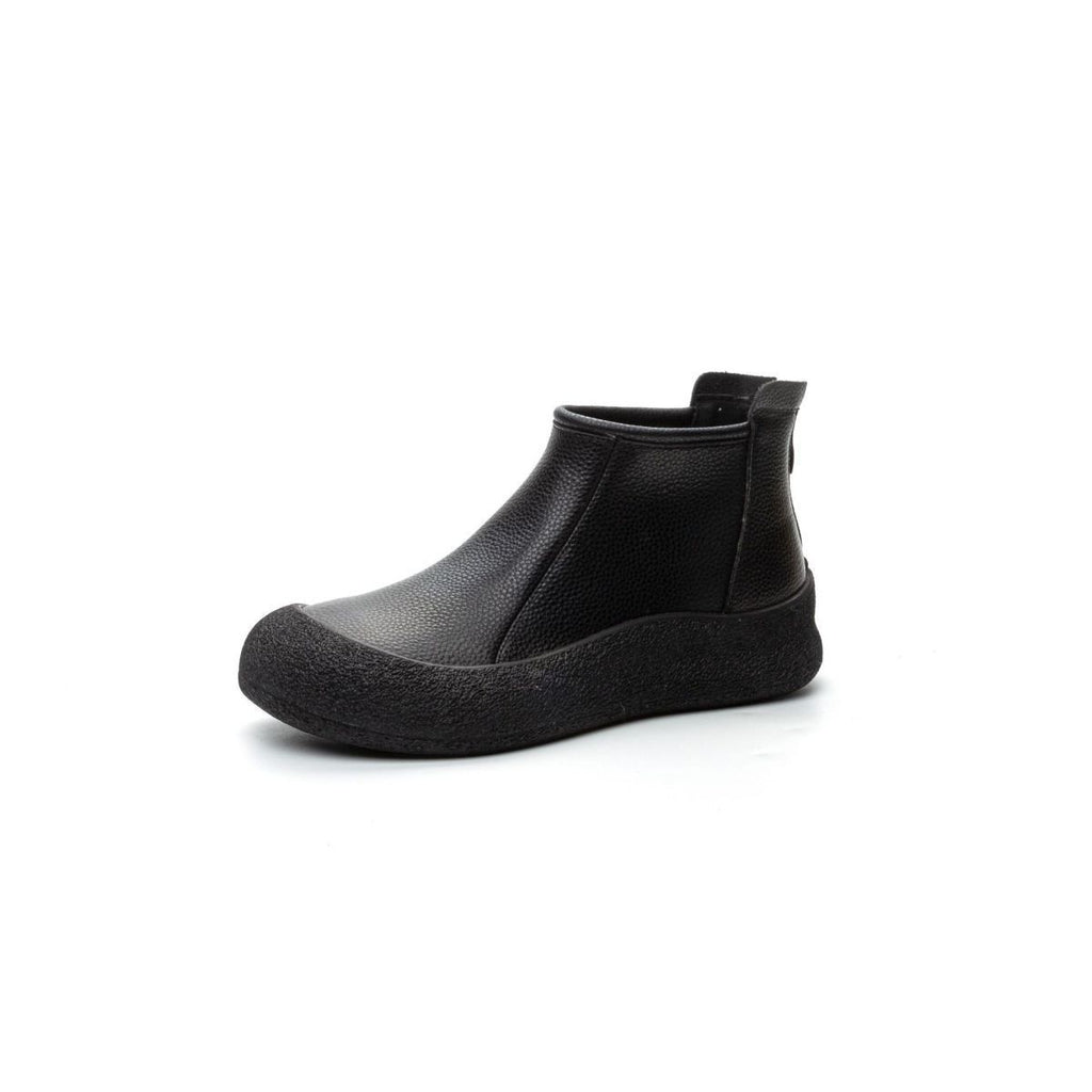 Women's Vintage Mid-Calf Boots | PU Leather Back Zipper | Flat Heel Casual Winter Boots