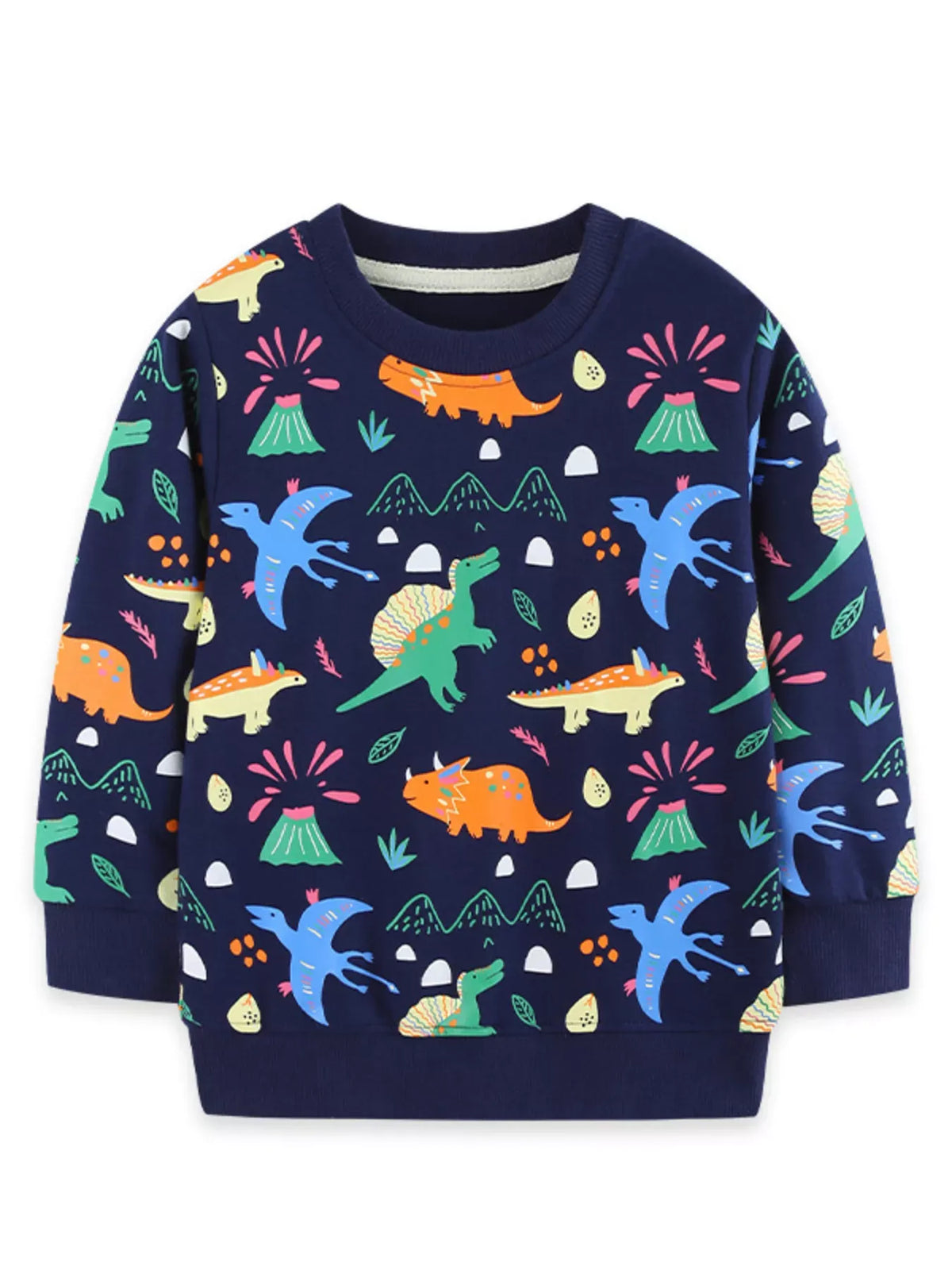 Kids' Dinosaur Print Cotton Crewneck Sweatshirt — photo 3