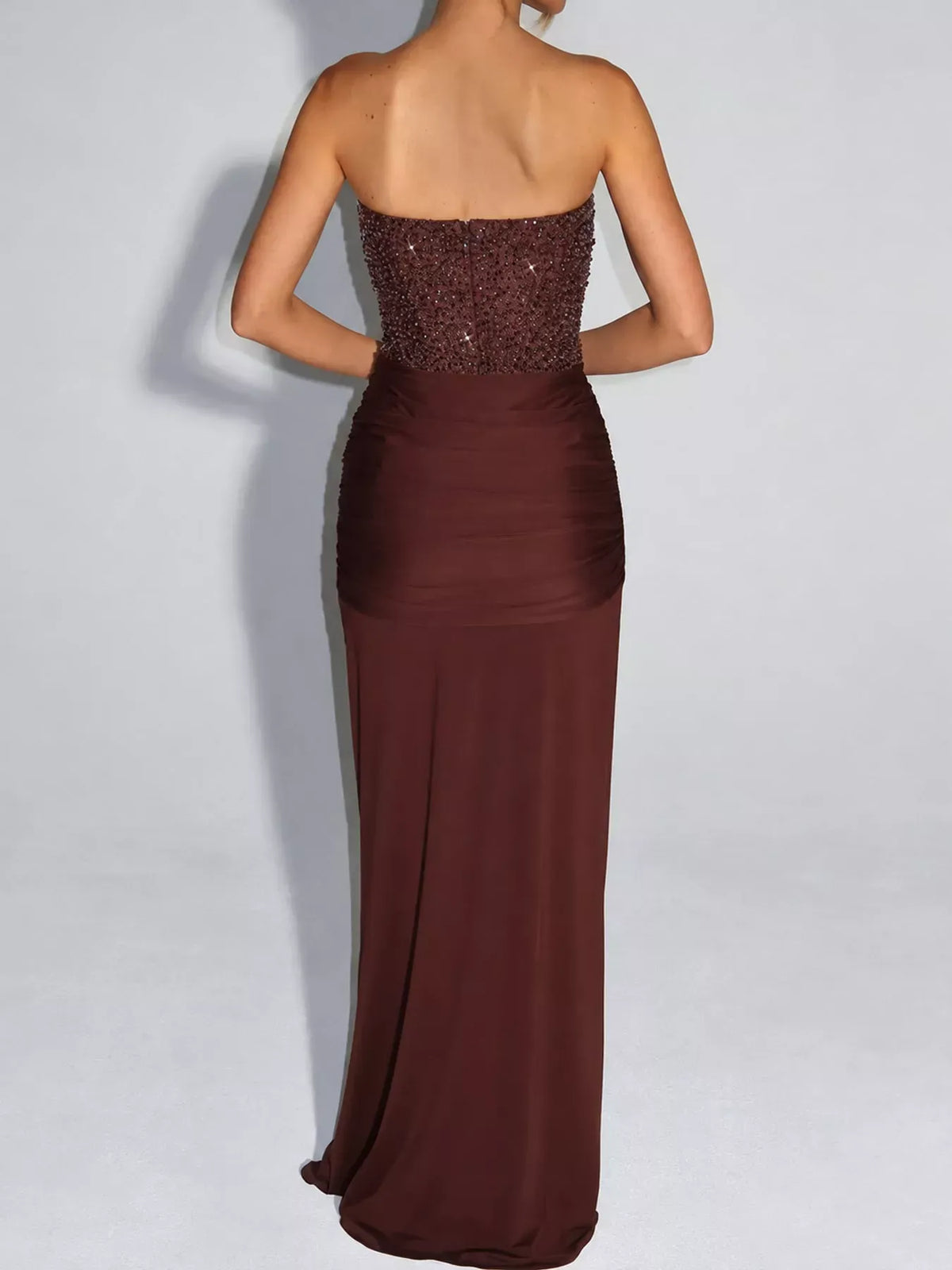 Women's Strapless Sequin Corset Maxi Dress — photo 38
