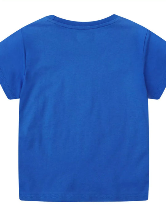 Another view: Kids’ Construction Vehicles Cotton T-Shirt — Blue