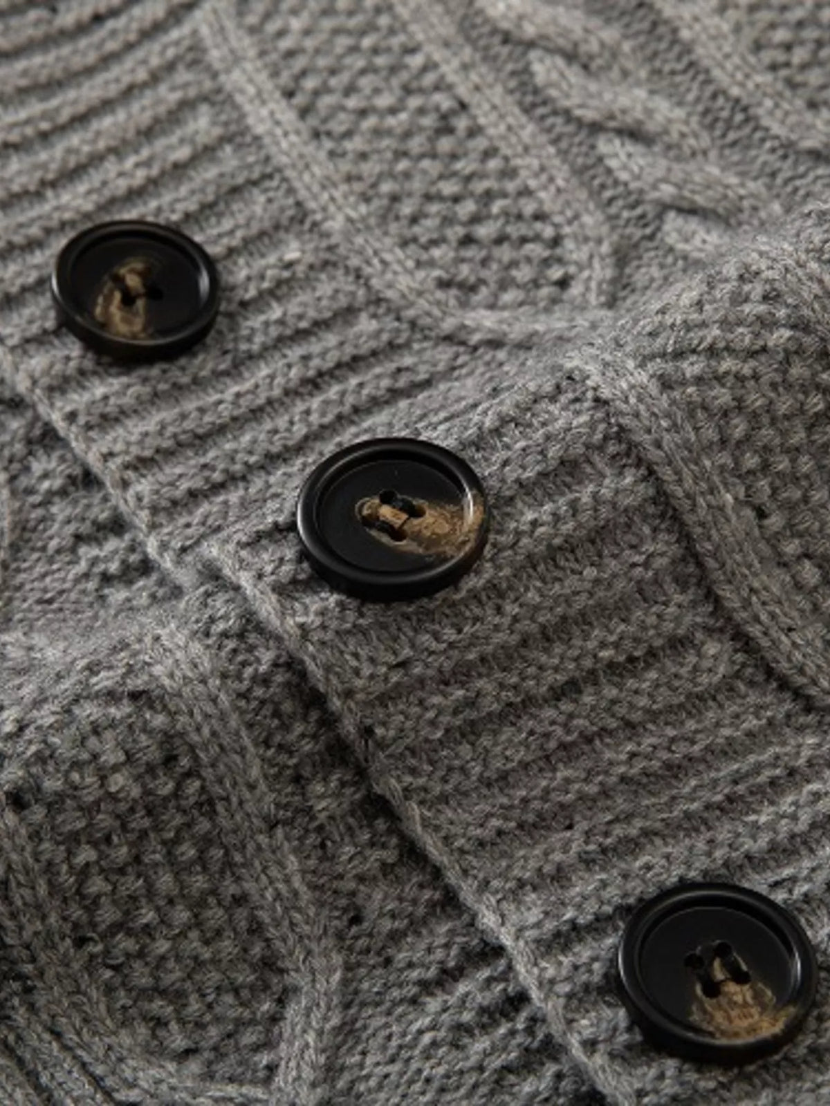 Men's Plus Size Cable-Knit Shawl Collar Cardigan