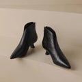 Women's Kitten Heel Ankle Boots – Pointed Toe Back Zipper | French-Style Chic