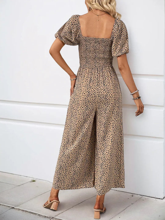 Another view: Vesper Printed Square Neck Puff Sleeve Jumpsuit
